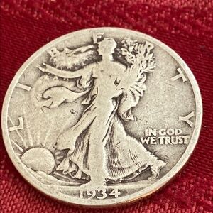 Vintage 1934 D  Liberty Walking Half Dollar Coin